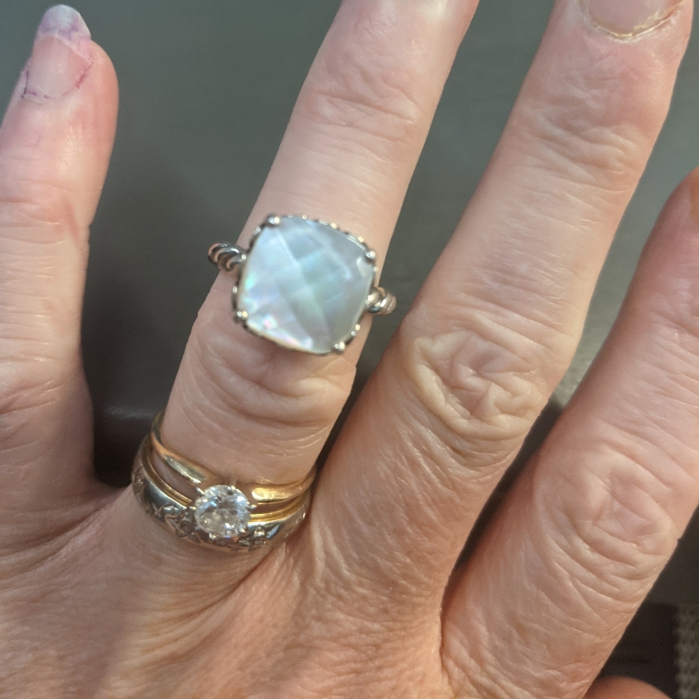 Retired Pandora mother of pearl ring